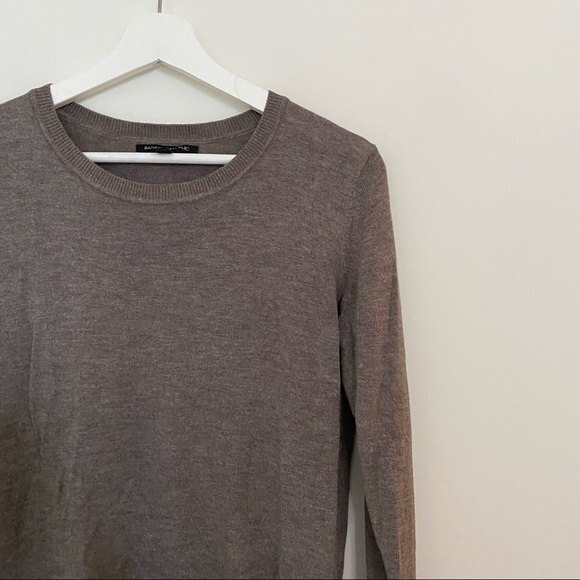 Banana Republic Sweater Brown Tan Crew Neck Long Sleeve Side Zipper Small Petite - Picture 4 of 7